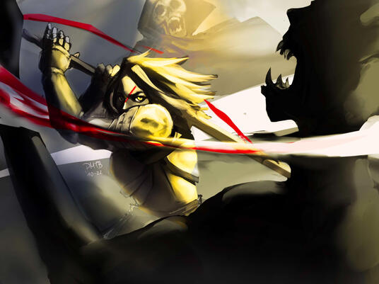 Orella of the Dawn slaying some evil monsters. It's a great stress reliever, you should try it for yourself.